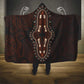Dashiki and Polynesian Pattern Hooded Blanket Afro Pacific Culture Red Version