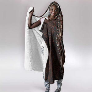 Dashiki and Polynesian Pattern Hooded Blanket Afro Pacific Culture Red Version