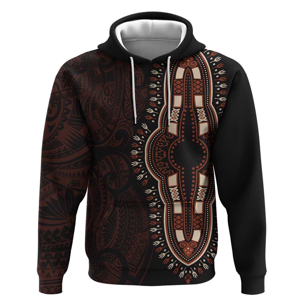 Dashiki and Polynesian Pattern Hoodie Afro Pacific Culture Red Version