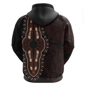 Dashiki and Polynesian Pattern Hoodie Afro Pacific Culture Red Version