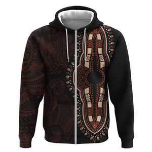 Dashiki and Polynesian Pattern Hoodie Afro Pacific Culture Red Version