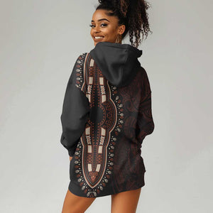 Dashiki and Polynesian Pattern Hoodie Dress Afro Pacific Culture Red Version