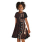 Dashiki and Polynesian Pattern Kid Short Sleeve Dress Afro Pacific Culture Red Version