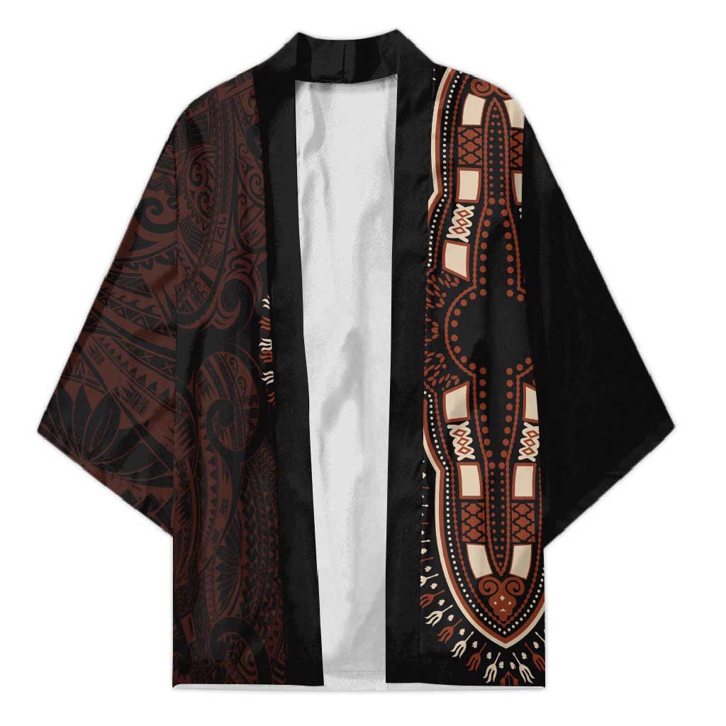 Dashiki and Polynesian Pattern Kimono Afro Pacific Culture Red Version