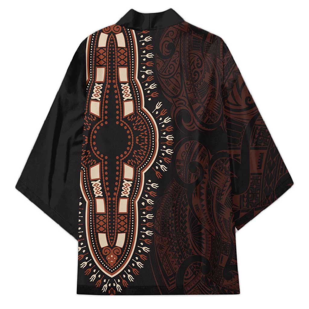 Dashiki and Polynesian Pattern Kimono Afro Pacific Culture Red Version