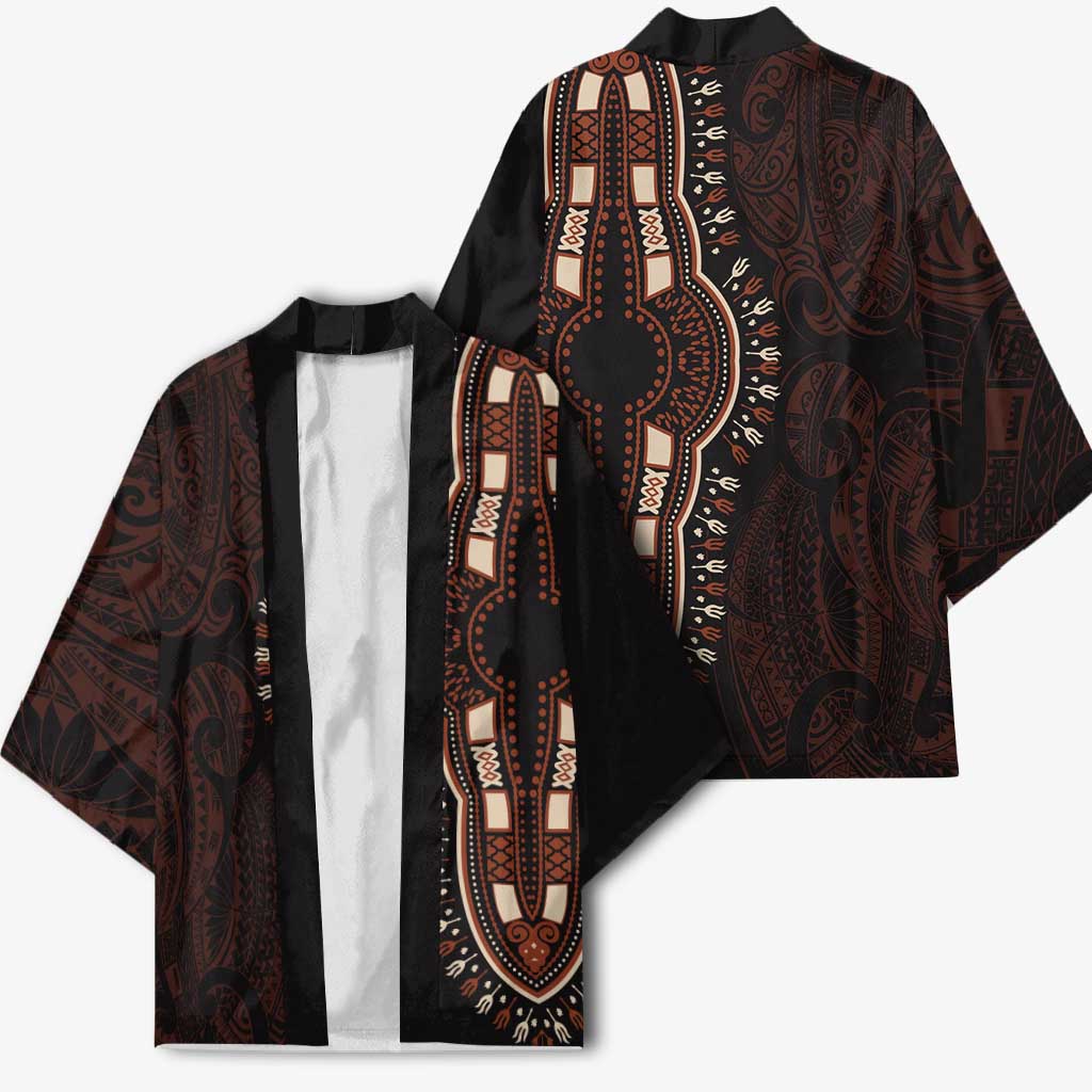 Dashiki and Polynesian Pattern Kimono Afro Pacific Culture Red Version