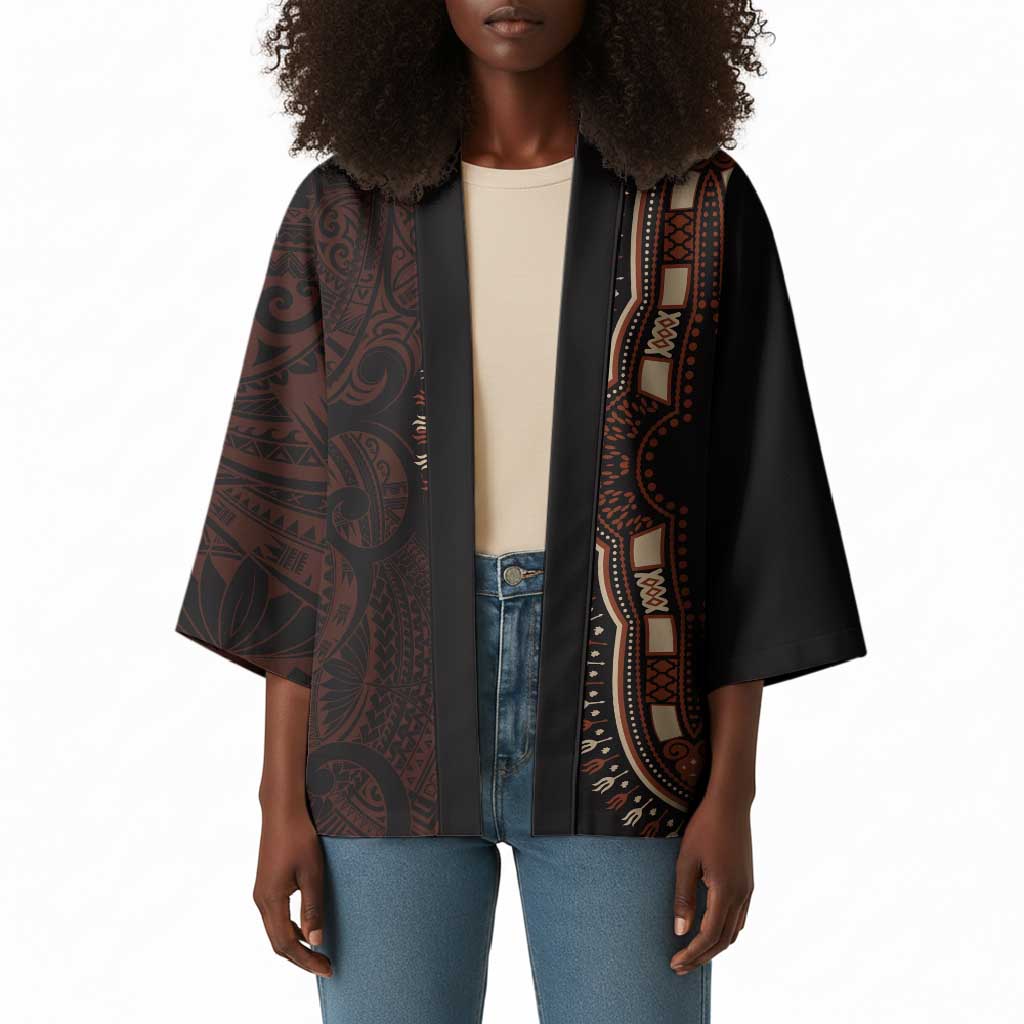 Dashiki and Polynesian Pattern Kimono Afro Pacific Culture Red Version