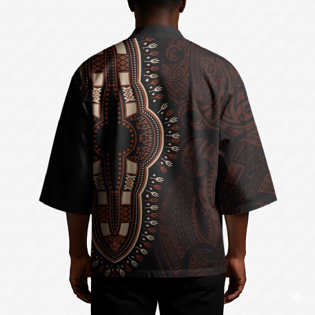 Dashiki and Polynesian Pattern Kimono Afro Pacific Culture Red Version