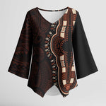 Dashiki and Polynesian Pattern Kimono Sleeve Blouse Afro Pacific Culture Red Version