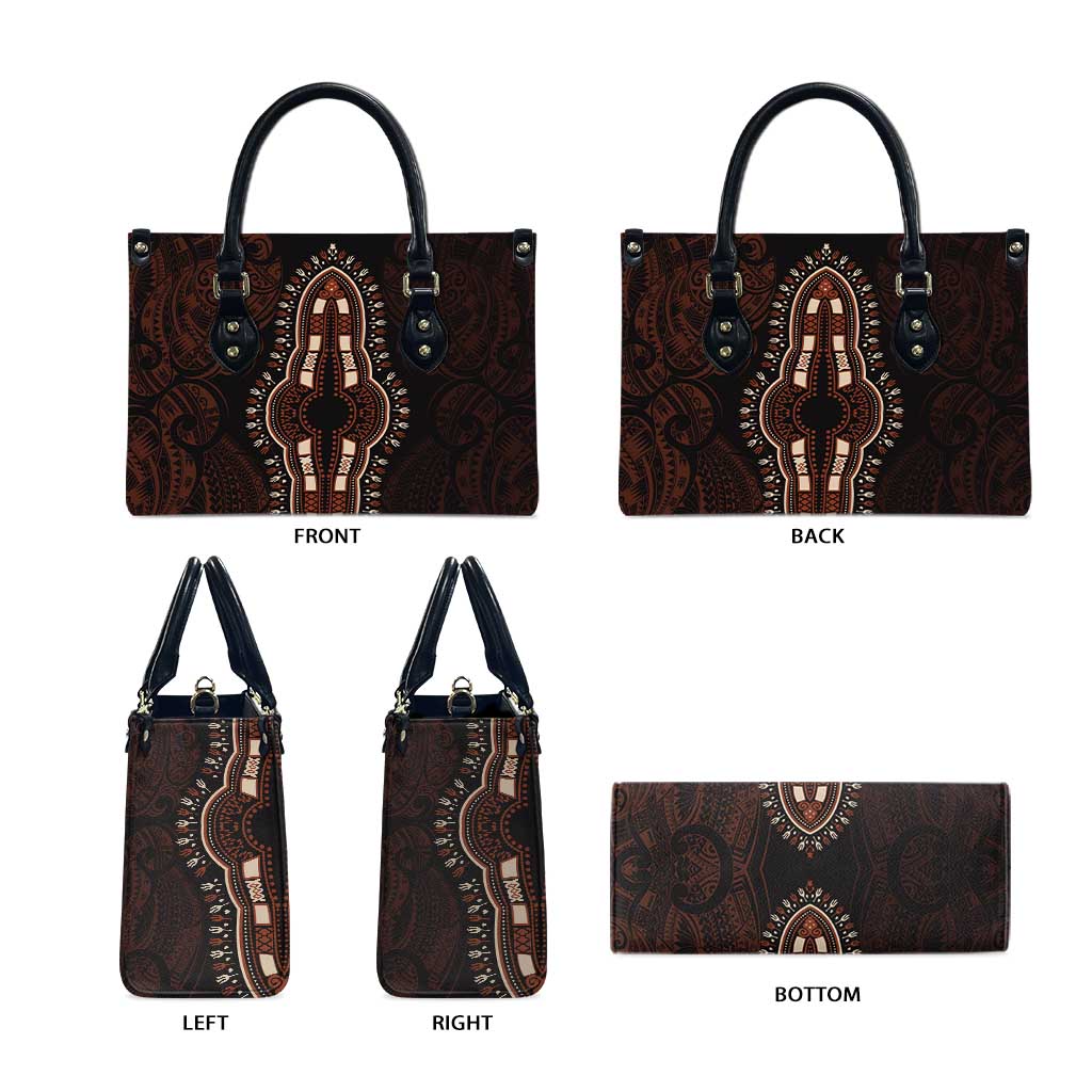 Dashiki and Polynesian Pattern Leather Bag Afro Pacific Culture Red Version
