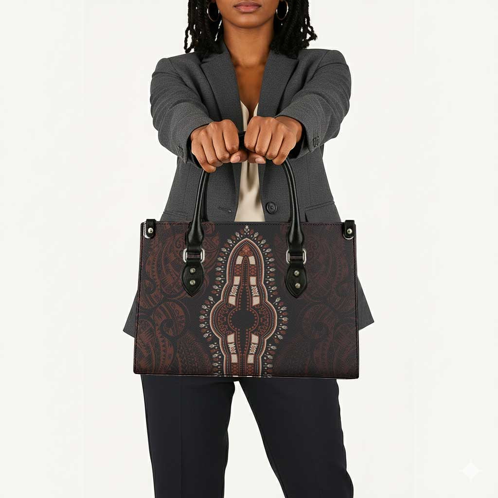 Dashiki and Polynesian Pattern Leather Bag Afro Pacific Culture Red Version