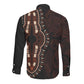 Dashiki and Polynesian Pattern Long Sleeve Button Shirt Afro Pacific Culture Red Version