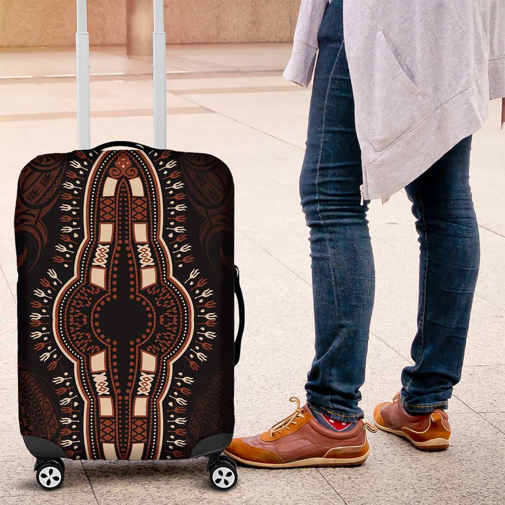 Dashiki and Polynesian Pattern Luggage Cover Afro Pacific Culture Red Version