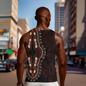 Dashiki and Polynesian Pattern Men Tank Top Afro Pacific Culture Red Version