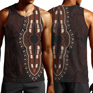 Dashiki and Polynesian Pattern Men Tank Top Afro Pacific Culture Red Version