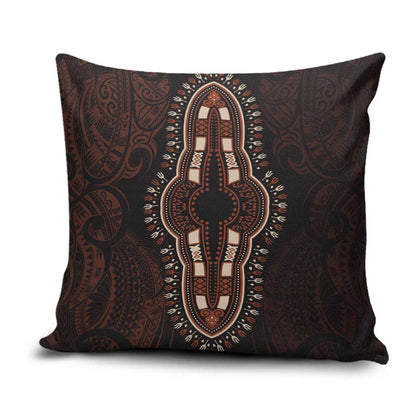 Dashiki and Polynesian Pattern Pillow Cover Afro Pacific Culture Red Version