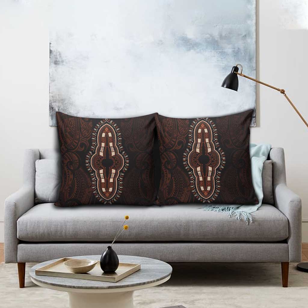 Dashiki and Polynesian Pattern Pillow Cover Afro Pacific Culture Red Version