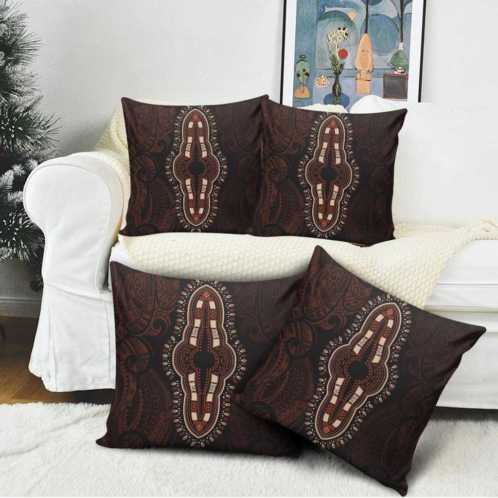 Dashiki and Polynesian Pattern Pillow Cover Afro Pacific Culture Red Version