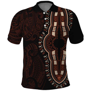 Dashiki and Polynesian Pattern Polo Shirt Afro Pacific Culture Red Version