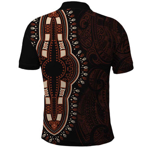 Dashiki and Polynesian Pattern Polo Shirt Afro Pacific Culture Red Version