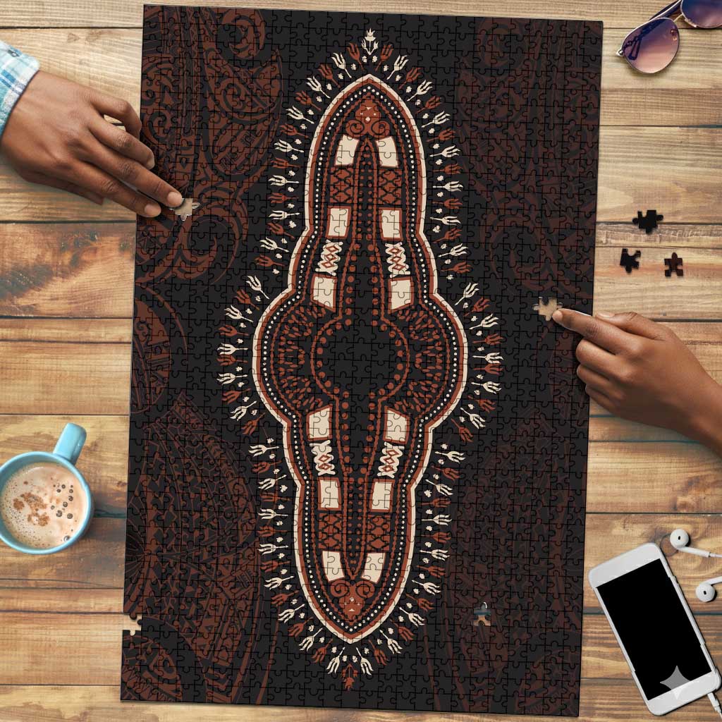 Dashiki and Polynesian Pattern Puzzle Afro Pacific Culture Red Version