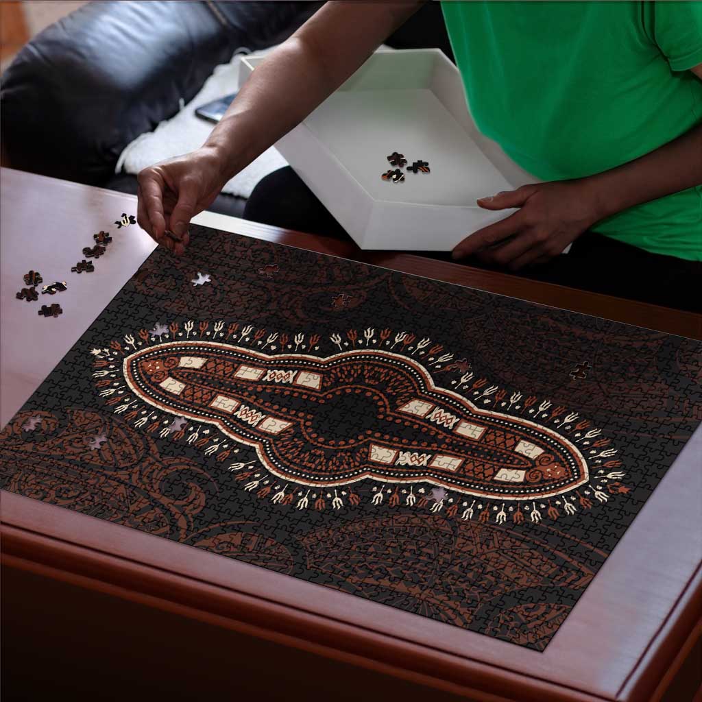 Dashiki and Polynesian Pattern Puzzle Afro Pacific Culture Red Version