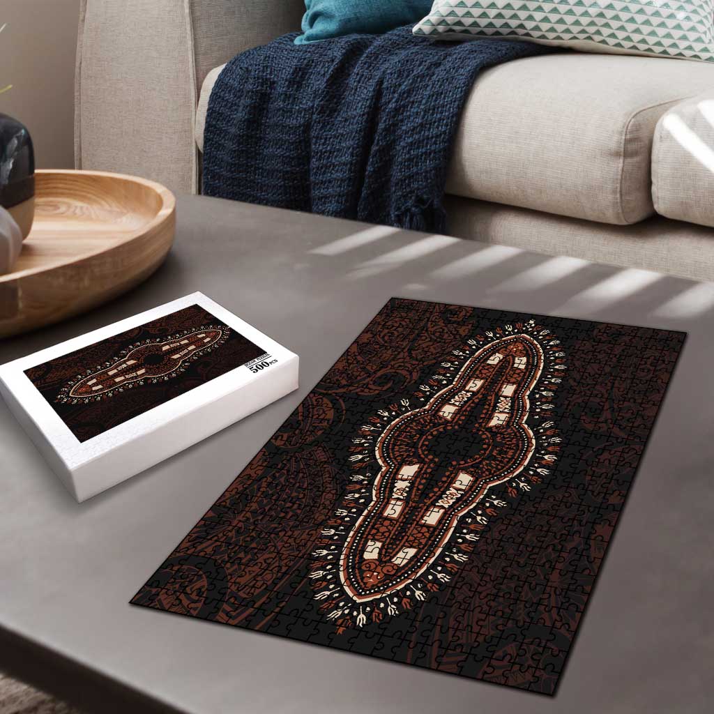 Dashiki and Polynesian Pattern Puzzle Afro Pacific Culture Red Version