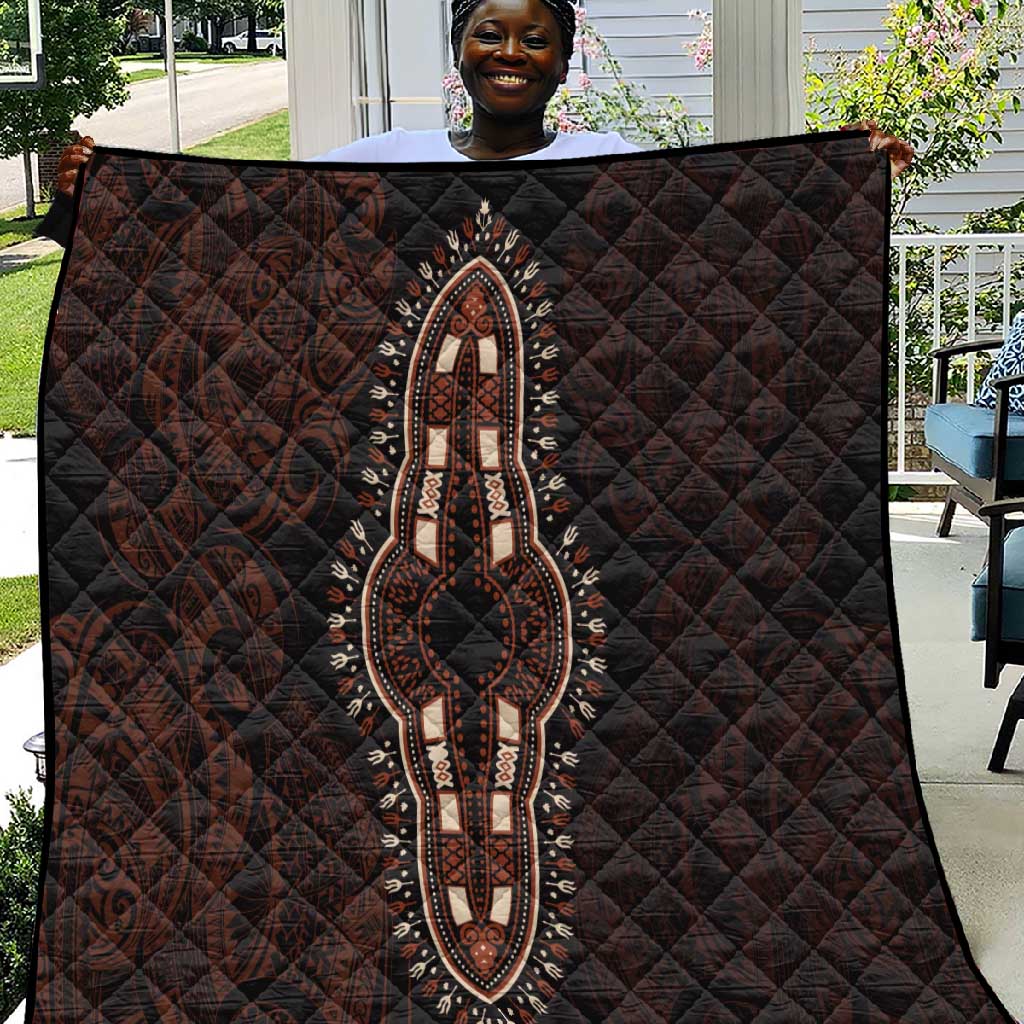 Dashiki and Polynesian Pattern Quilt Afro Pacific Culture Red Version