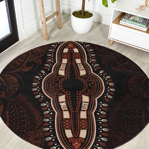 Dashiki and Polynesian Pattern Round Carpet Afro Pacific Culture Red Version