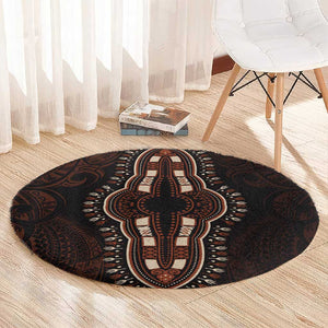 Dashiki and Polynesian Pattern Round Carpet Afro Pacific Culture Red Version