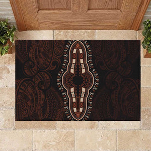 Dashiki and Polynesian Pattern Rubber Doormat Afro Pacific Culture Red Version