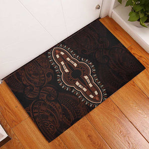 Dashiki and Polynesian Pattern Rubber Doormat Afro Pacific Culture Red Version