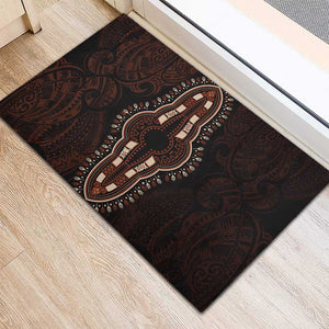 Dashiki and Polynesian Pattern Rubber Doormat Afro Pacific Culture Red Version