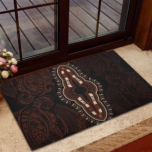 Dashiki and Polynesian Pattern Rubber Doormat Afro Pacific Culture Red Version