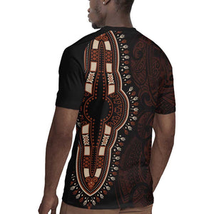 Dashiki and Polynesian Pattern Rugby Jersey Afro Pacific Culture Red Version