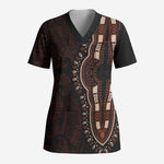 Dashiki and Polynesian Pattern Scrub Top Afro Pacific Culture Red Version