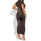 Dashiki and Polynesian Pattern Short Sleeve Bodycon Dress Afro Pacific Culture Red Version LT9