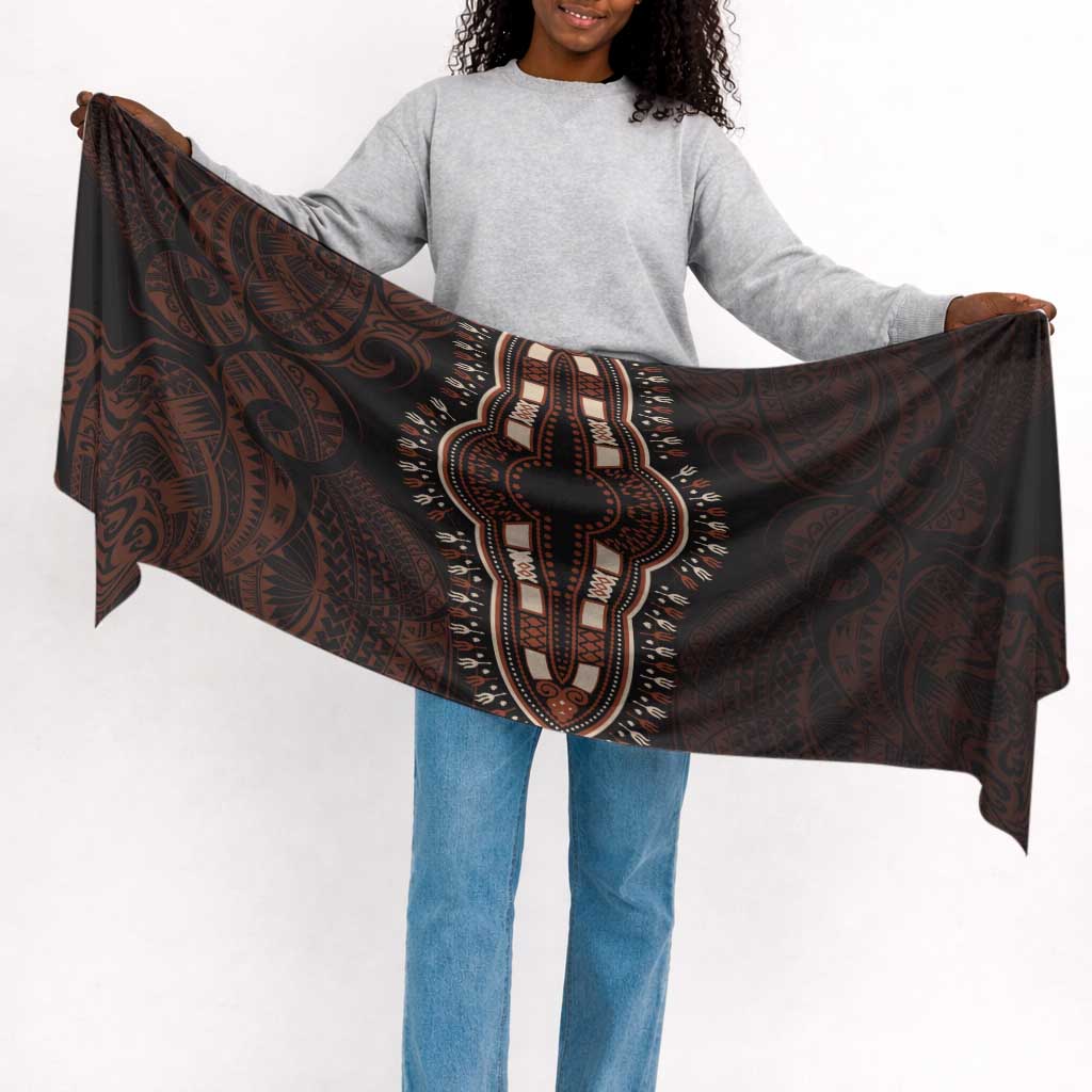 Dashiki and Polynesian Pattern Simple Headwrap Africa Pacific Culture Red Version