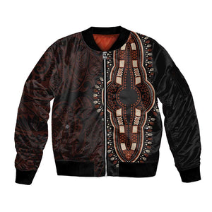 Dashiki and Polynesian Pattern Sleeve Zip Bomber Jacket Afro Pacific Culture Red Version