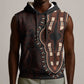 Dashiki and Polynesian Pattern Sleeveless Hoodie Afro Pacific Culture Red Version - African Pride