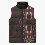 Dashiki and Polynesian Pattern Sleeveless Puffer Jacket Afro Pacific Culture Red Version