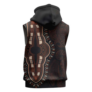 Dashiki and Polynesian Pattern Sleeveless Zip Hoodie Afro Pacific Culture Red Version - African Pride