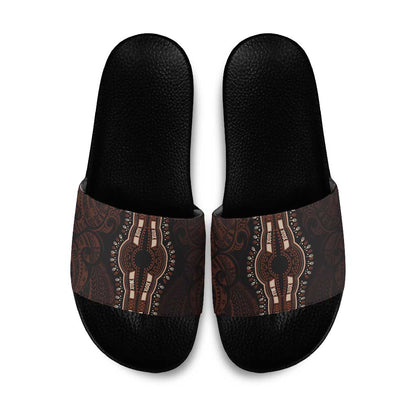 Dashiki and Polynesian Pattern Slide Sandals Afro Pacific Culture Red Version