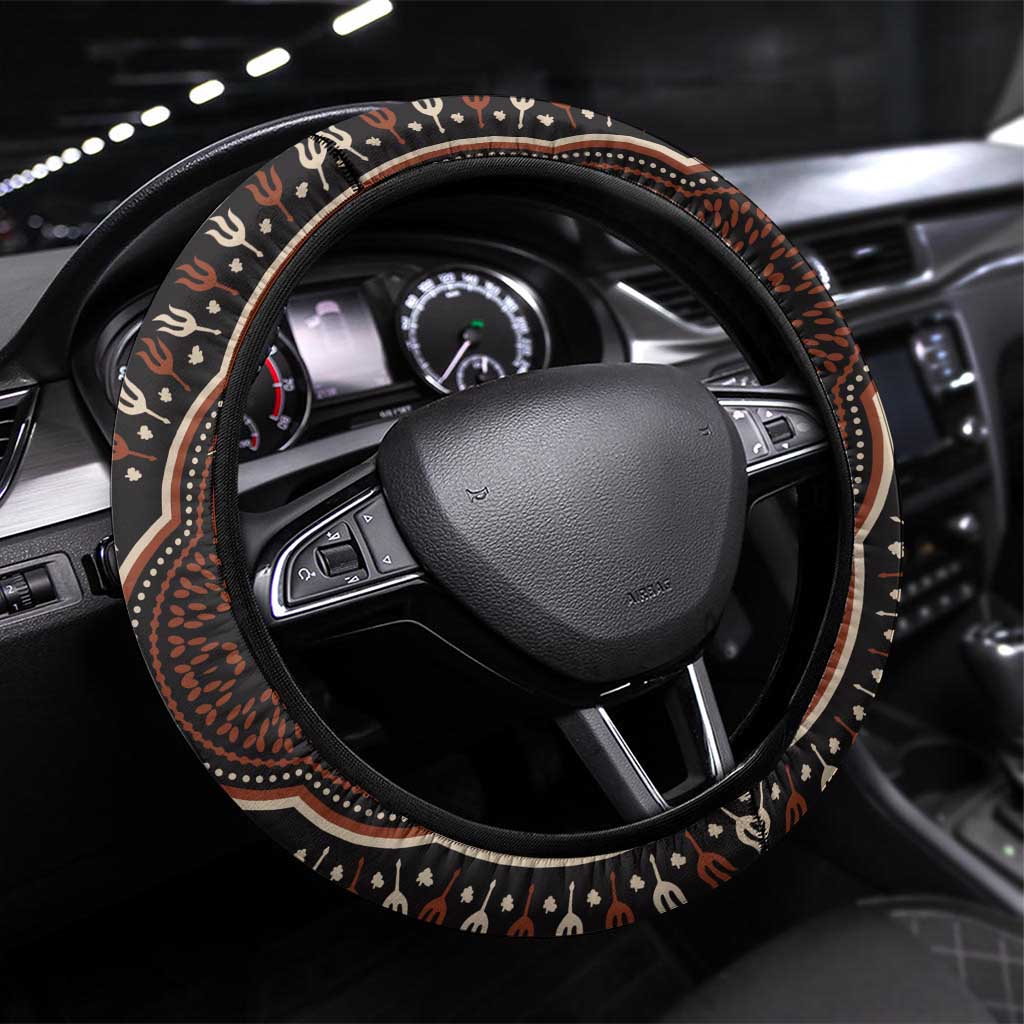 Dashiki and Polynesian Pattern Steering Wheel Cover Afro Pacific Culture Red Version