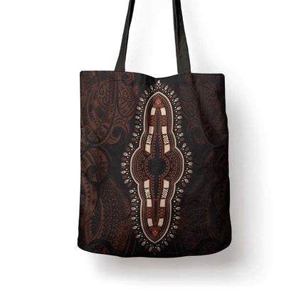 Dashiki and Polynesian Pattern Tote Bag Afro Pacific Culture Red Version