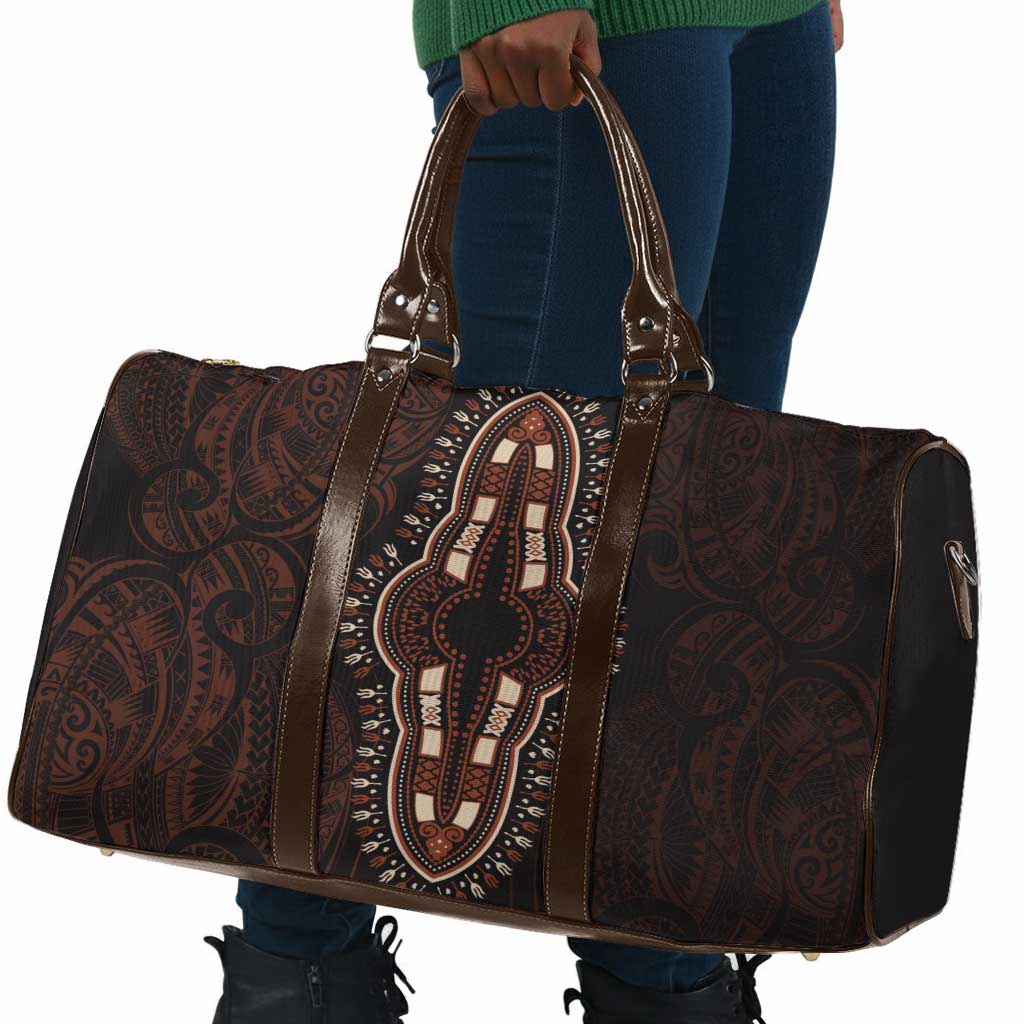 Dashiki and Polynesian Pattern Travel Bag Afro Pacific Culture Red Version