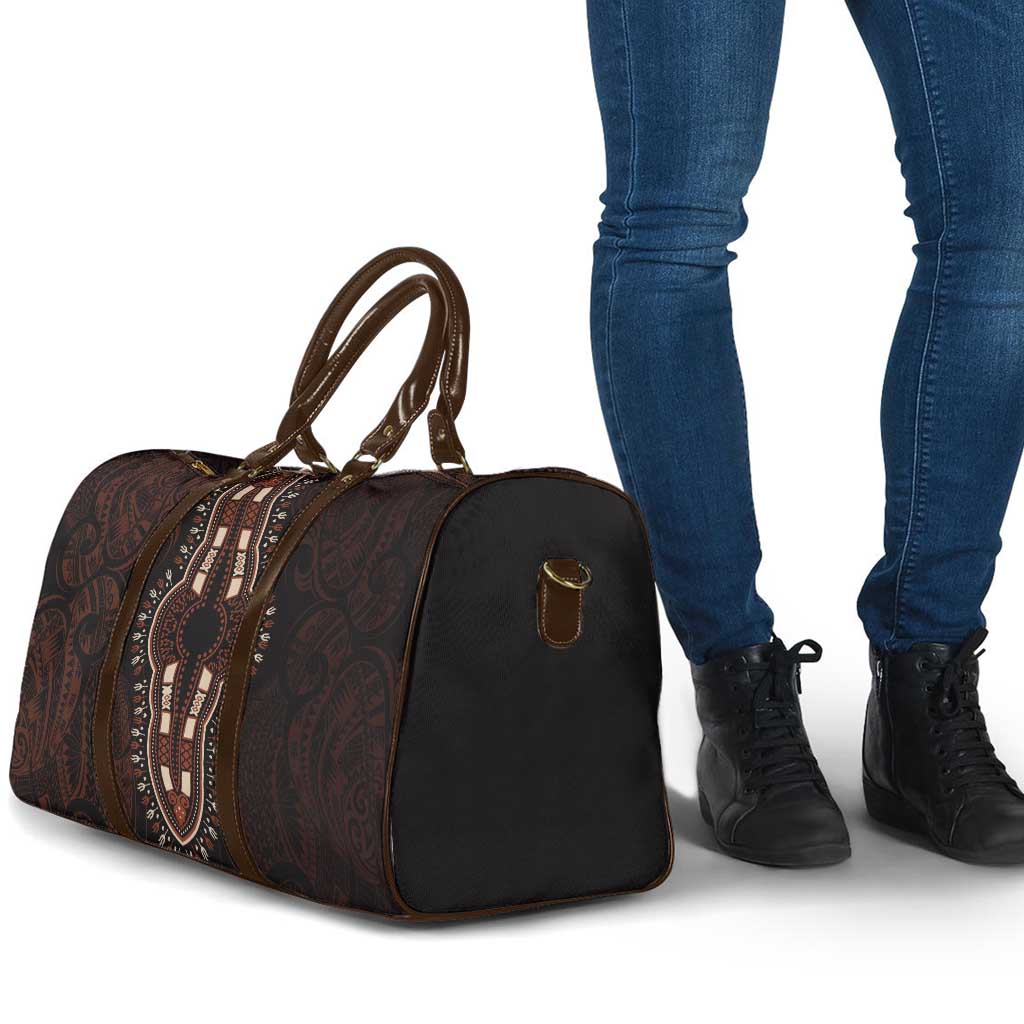 Dashiki and Polynesian Pattern Travel Bag Afro Pacific Culture Red Version