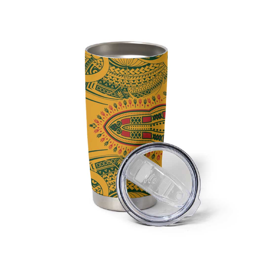 Dashiki and Polynesian Pattern Tumbler Cup Afro Pacific Culture Red Version