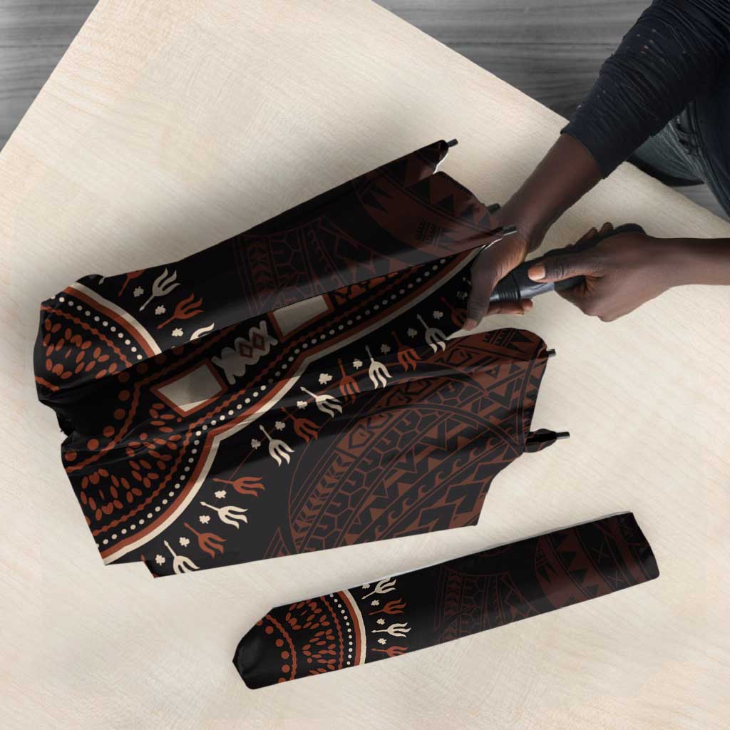 Dashiki and Polynesian Pattern Umbrella Afro Pacific Culture Red Version