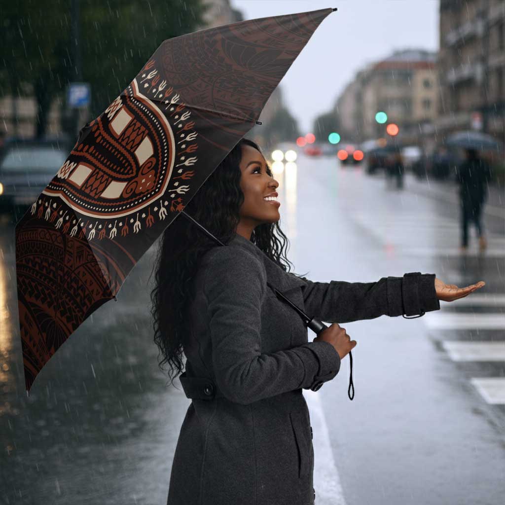Dashiki and Polynesian Pattern Umbrella Afro Pacific Culture Red Version